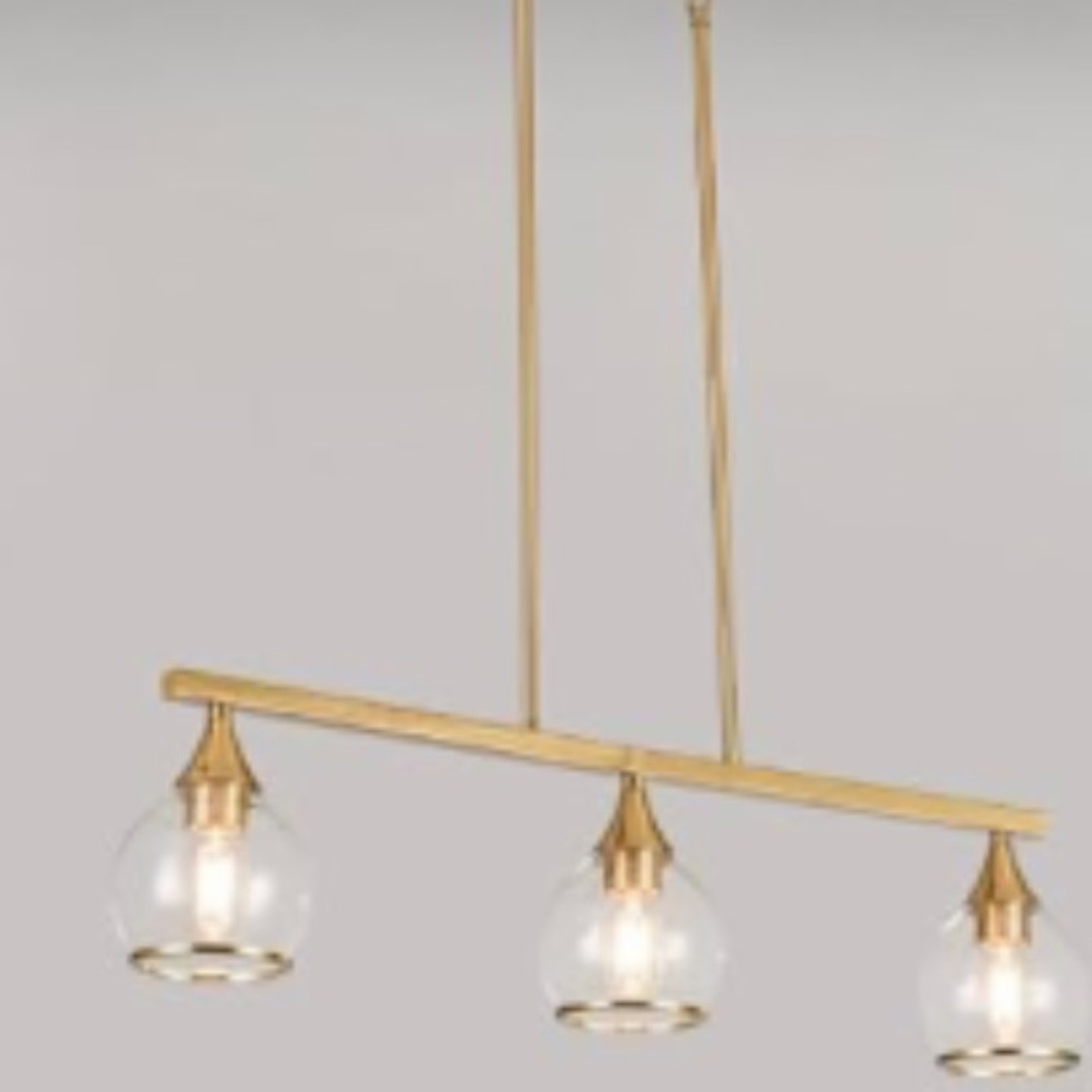Brass 3-Light Pendant Chandelier with Clear Glass Shades